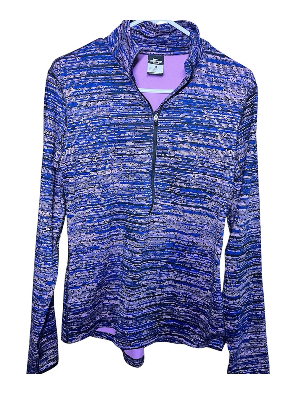 Nike Purple & Blue Striped Quarter-Zip Pullover
